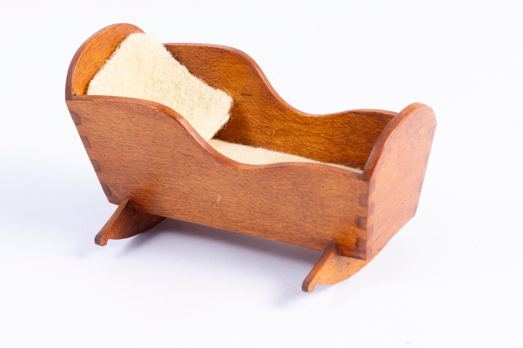 Dollhouse Miniature ~ George Hoffman Baby Rocking Cradle
