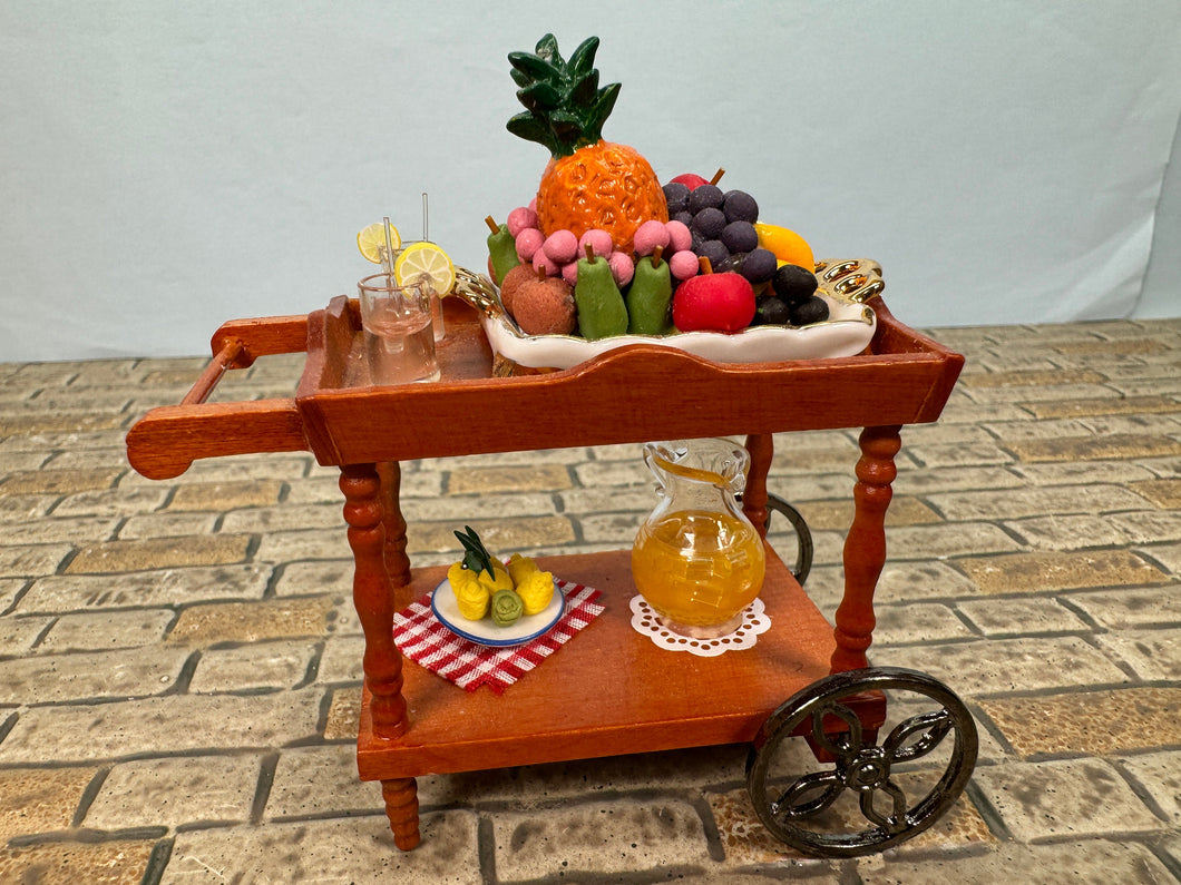 Dollhouse Miniature ~ Tropical Drink & Fruit Cart Reutter Porcelain Germany