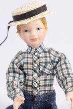 Load image into Gallery viewer, Dollhouse Miniature ~ Old Fashioned Young Boy in Hat
