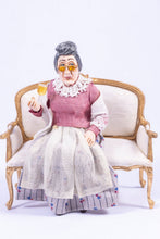 Load image into Gallery viewer, Dollhouse Miniature ~ Twin Minis Sculpted Older Lady Doll In Sitting Position
