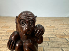 Load image into Gallery viewer, Dollhouse Miniature ~ Vintage Artisan Signed Handmade Carved Wooden Monkey

