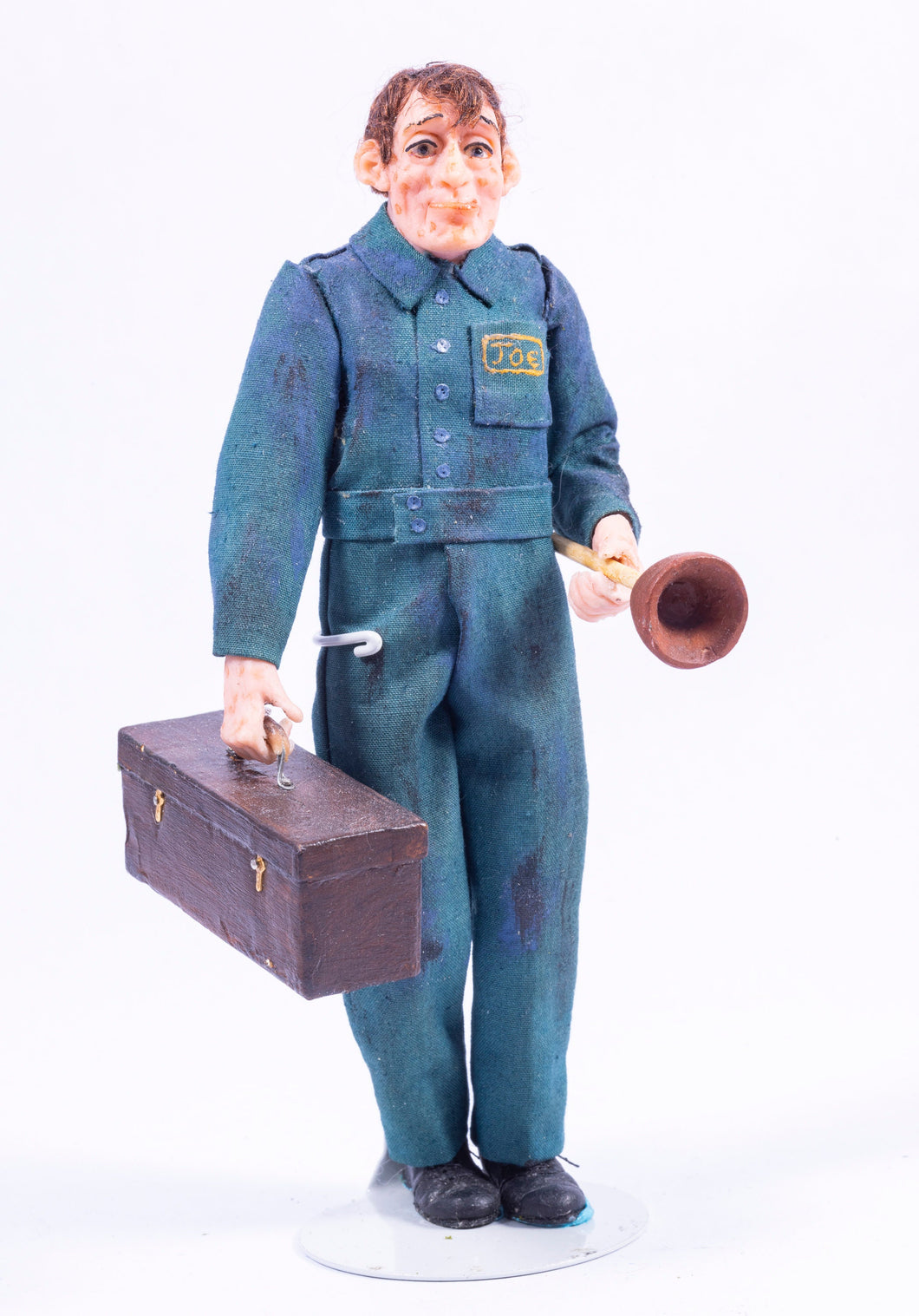 Dollhouse Miniature ~ Hand Sculpted Male Doll as Plumber