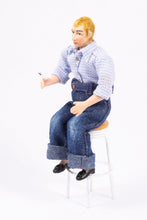 Load image into Gallery viewer, Dollhouse Miniature ~ Man in Jeans &amp; Blue Shirt Doll - Ursula Sauerberg Estate
