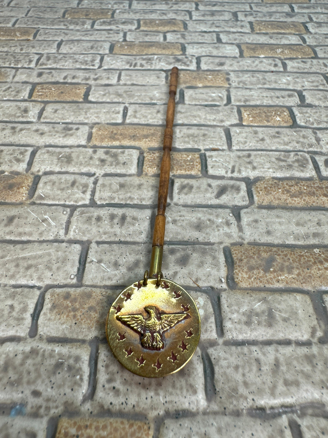 Dollhouse Miniature ~ Artisan Handmade Copper & Wood Old Fashioned Camp Fire Popcorn Maker Americana Eagle