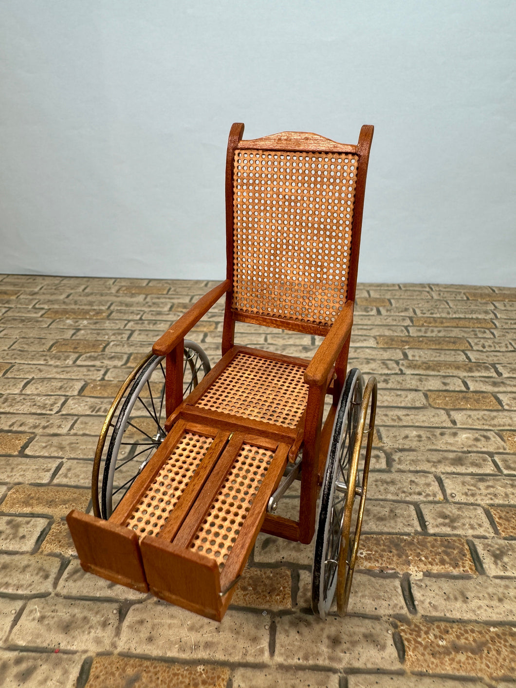 Vintage Artisan Handmade Wheel Chair Working Wheels & Fold Up Leg Rests