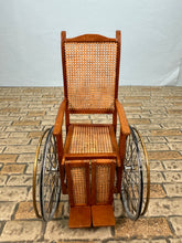 Load image into Gallery viewer, Vintage Artisan Handmade Wheel Chair Working Wheels &amp; Fold Up Leg Rests
