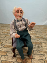 Load image into Gallery viewer, Dollhouse Miniature ~ Artisan Hand Sculpted Man Doll Sitting In Chair

