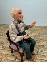 Load image into Gallery viewer, Dollhouse Miniature ~ Artisan Hand Sculpted Man Doll Sitting In Chair
