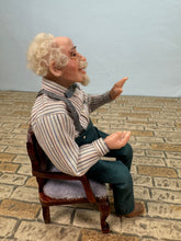 Load image into Gallery viewer, Dollhouse Miniature ~ Artisan Hand Sculpted Man Doll Sitting In Chair
