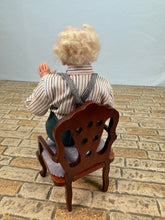 Load image into Gallery viewer, Dollhouse Miniature ~ Artisan Hand Sculpted Man Doll Sitting In Chair
