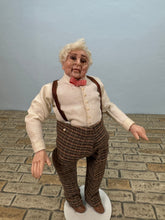Load image into Gallery viewer, Dollhouse Miniature ~ Artisan Hand Sculpted Old Man With Suspenders Doll
