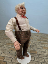 Load image into Gallery viewer, Dollhouse Miniature ~ Artisan Hand Sculpted Old Man With Suspenders Doll
