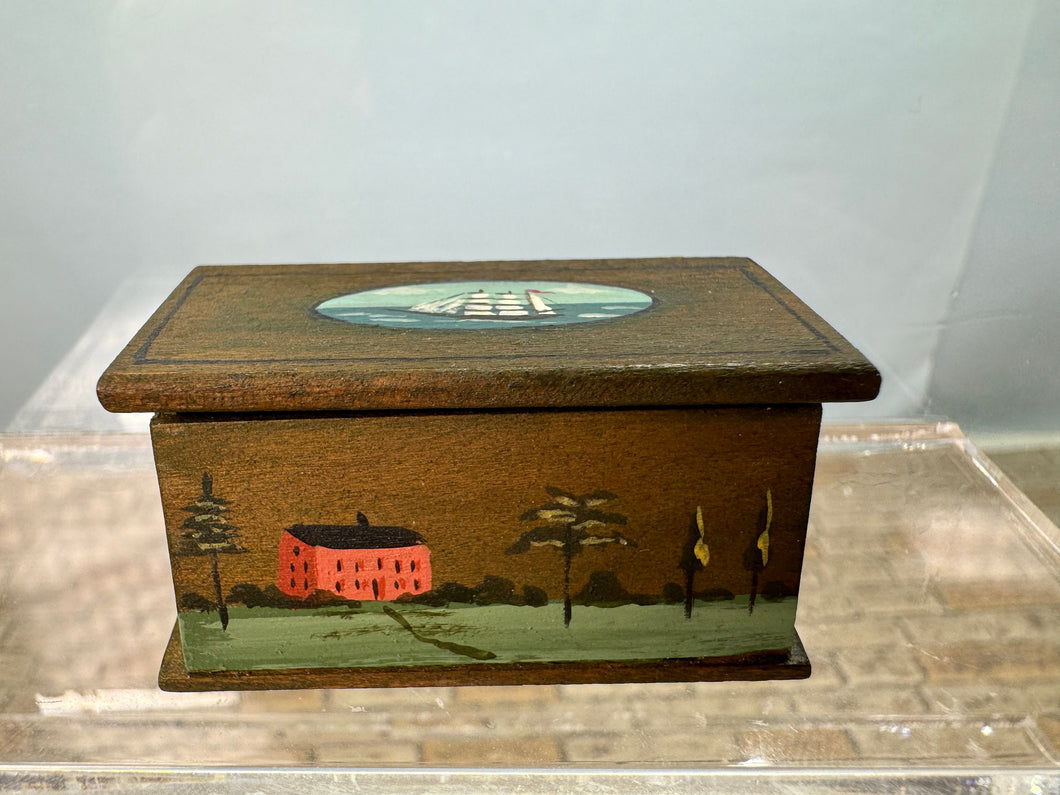 Dollhouse Miniature ~ Artisan Janet Bailey Signed OOAK Handpainted Green Chest