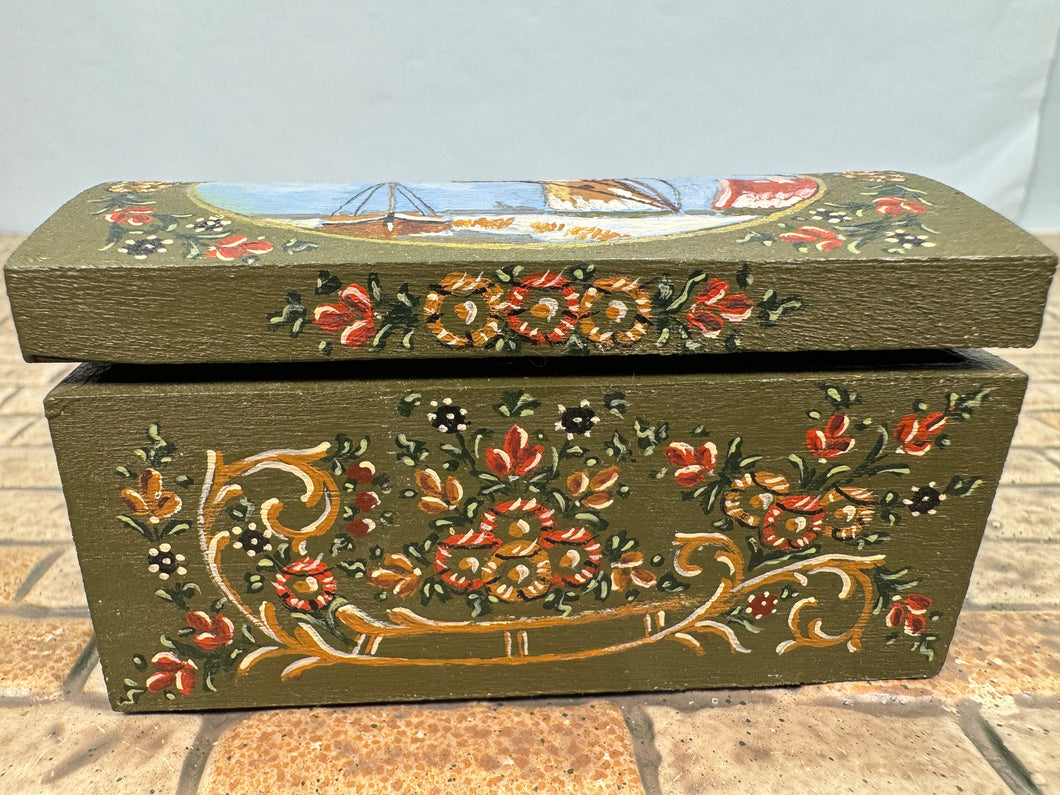 Vintage Artisan Handmade Hand Painted Nautical Chest