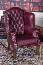 Load image into Gallery viewer, Dollhouse Miniature ~ Handmade Leather Wing Back Chair by Joan Ince - Lee Lefkowitz
