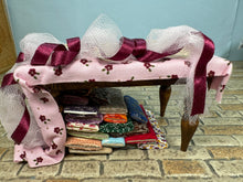 Load image into Gallery viewer, Dollhouse Miniature ~ Artisan Signed Handmade Decorated Pink Sewing Table
