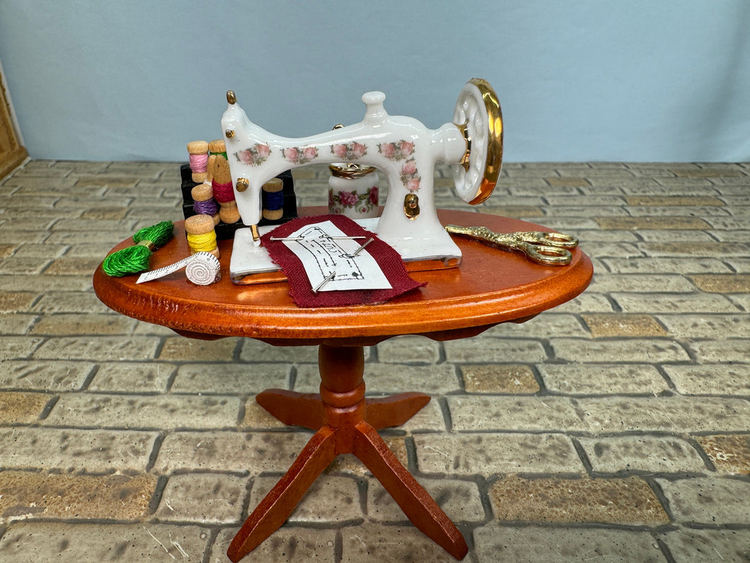 Dollhouse Miniature ~ Sewing Machine Table Reutter Porcelain Germany