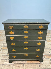 Load image into Gallery viewer, Vintage Artisan Handmade Hand Painted Wooden Dark Green OOAK Dresser

