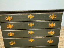 Load image into Gallery viewer, Vintage Artisan Handmade Hand Painted Wooden Dark Green OOAK Dresser
