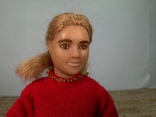 Load image into Gallery viewer, Dollhouse Miniature ~ Artisan Handmade Hand Sculpted Modern Woman Doll Wearing Gold Jewelry &amp; White Sneakers
