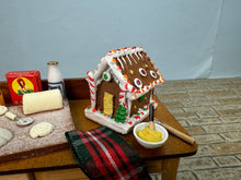 Load image into Gallery viewer, Dollhouse Miniature ~ Christmas Gingerbread Decorated Kitchen Prep Table Reutter Porcelain Germany
