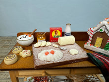 Load image into Gallery viewer, Dollhouse Miniature ~ Christmas Gingerbread Decorated Kitchen Prep Table Reutter Porcelain Germany
