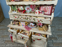 Load image into Gallery viewer, Dollhouse Miniature ~ Artisan Laura Crain - Dollhouse Land - Signed Handmade Decorated Christmas Kitchen Cabinet

