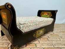 Load image into Gallery viewer, Dollhouse Miniature ~ Artisan Handmade Hand Painted Sleigh Bed With Handmade Matress

