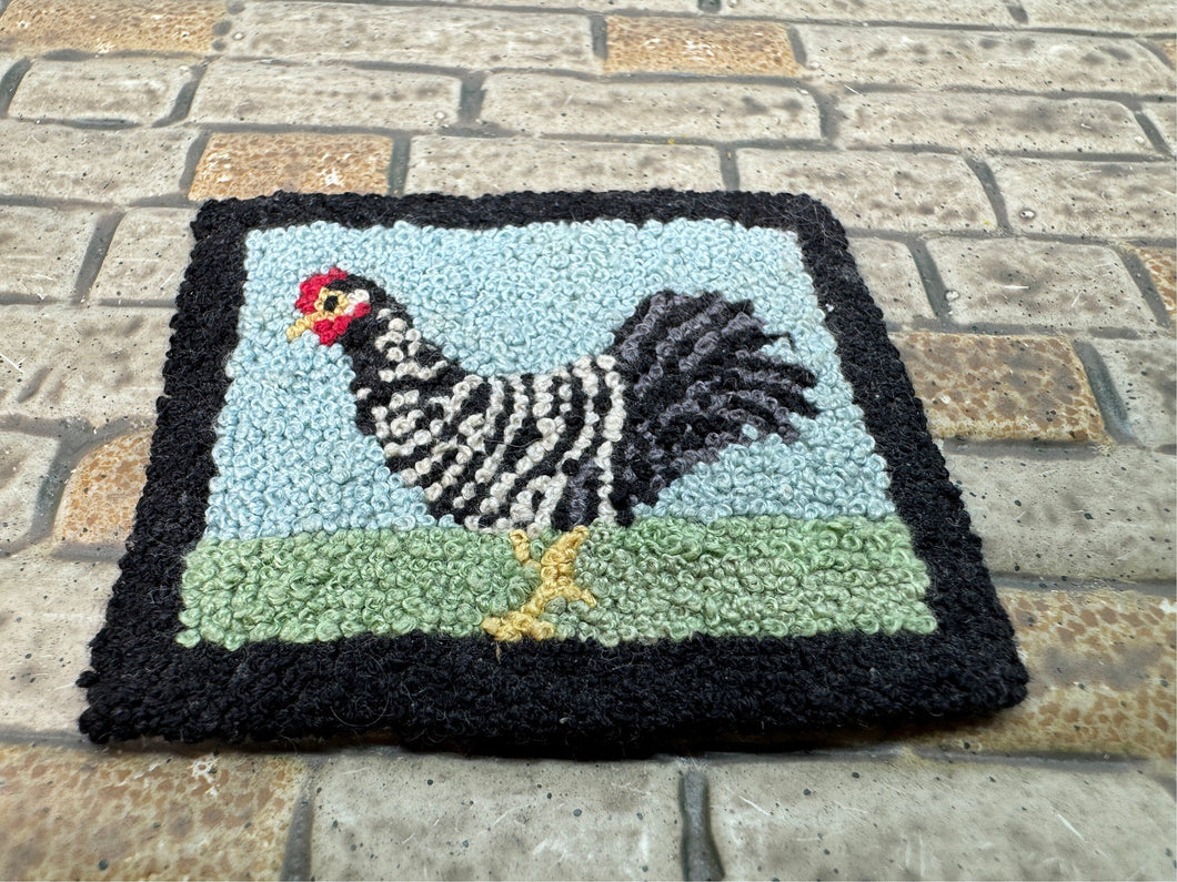Vintage Artisan French Knot Welcome Mat Chicken