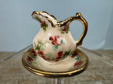 Load image into Gallery viewer, Dollhouse Miniature ~ Artisan Ni-Glo Handmade Porcelain Pitcher &amp; Plate Set
