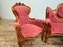 Load image into Gallery viewer, Dollhouse Miniature ~ Vintage Artisan Pat Leonetta Handmade Victorian 4 Piece Sofa &amp; Chair Set

