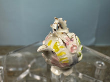 Load image into Gallery viewer, Dollhouse Miniature ~ Artisan Handmade Porcelain Teapot White &amp; Gold With Flowers
