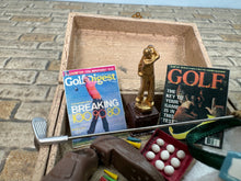 Load image into Gallery viewer, Dollhouse Miniature ~ Artisan Taylor Jade Handmade Decorated Chest Golf Accessories
