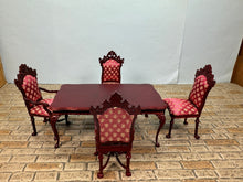 Load image into Gallery viewer, Dollhouse Miniature ~ Vintage Bespaq 5 Piece Mahogany Formal Dining Room Set
