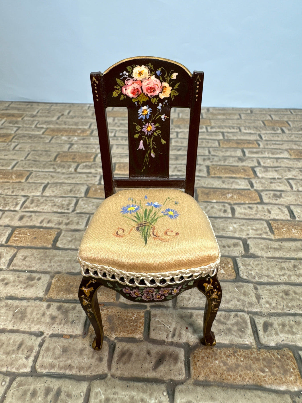 Dollhouse Miniature ~ Artisan Renee Isabella Handmade Hand Painted Chair