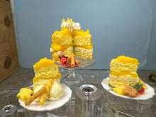 Load image into Gallery viewer, Dollhouse Miniature ~ IGMA Artisan Janet Uyetake Handmade 3 Piece Lemon Cake Dessert Set

