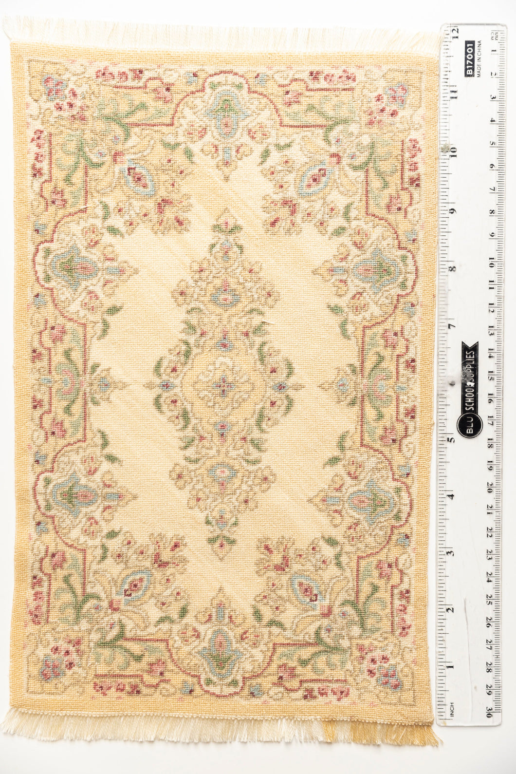 Extra Large Cream & Blue with Light Pinks Petit Point Rug by Ursula Sauerberg