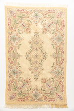 Load image into Gallery viewer, Extra Large Cream &amp; Blue with Light Pinks Petit Point Rug by Ursula Sauerberg
