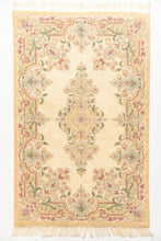Load image into Gallery viewer, Extra Large Cream &amp; Blue with Light Pinks Petit Point Rug by Ursula Sauerberg
