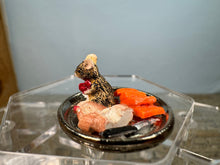 Load image into Gallery viewer, Dollhouse Miniature ~ Artisan Handmade Mouse Eating Cherries &amp; Cheese Tray

