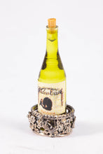 Load image into Gallery viewer, Dollhouse Miniature ~ Obadiah Fisher Sterling Silver Wine Holder with Wine Bottle
