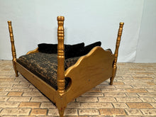 Load image into Gallery viewer, Dollhouse Miniature ~ Artisan Handmade Decorated Gold Bed

