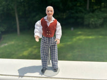 Load image into Gallery viewer, Artisan Made Porcelain Older Gentleman Doll in Brown Vest &amp; Plaid Trousers
