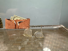 Load image into Gallery viewer, Dollhouse Miniature ~ Artisan Lucy Iducovich Handmade Wallet &amp; Glasses And Case Set Needlepoint
