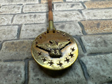 Load image into Gallery viewer, Dollhouse Miniature ~ Artisan Handmade Copper &amp; Wood Old Fashioned Camp Fire Popcorn Maker Americana Eagle
