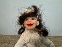 Load image into Gallery viewer, Dollhouse Miniature ~ Artisan Hand Sculpted Woman Doll With Blue Dress Signed
