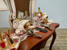 Load image into Gallery viewer, Dollhouse Miniature ~ Decorated 2 Piece Women&#39;s Vanity &amp; Chair Set Reutter Porcelain Germany
