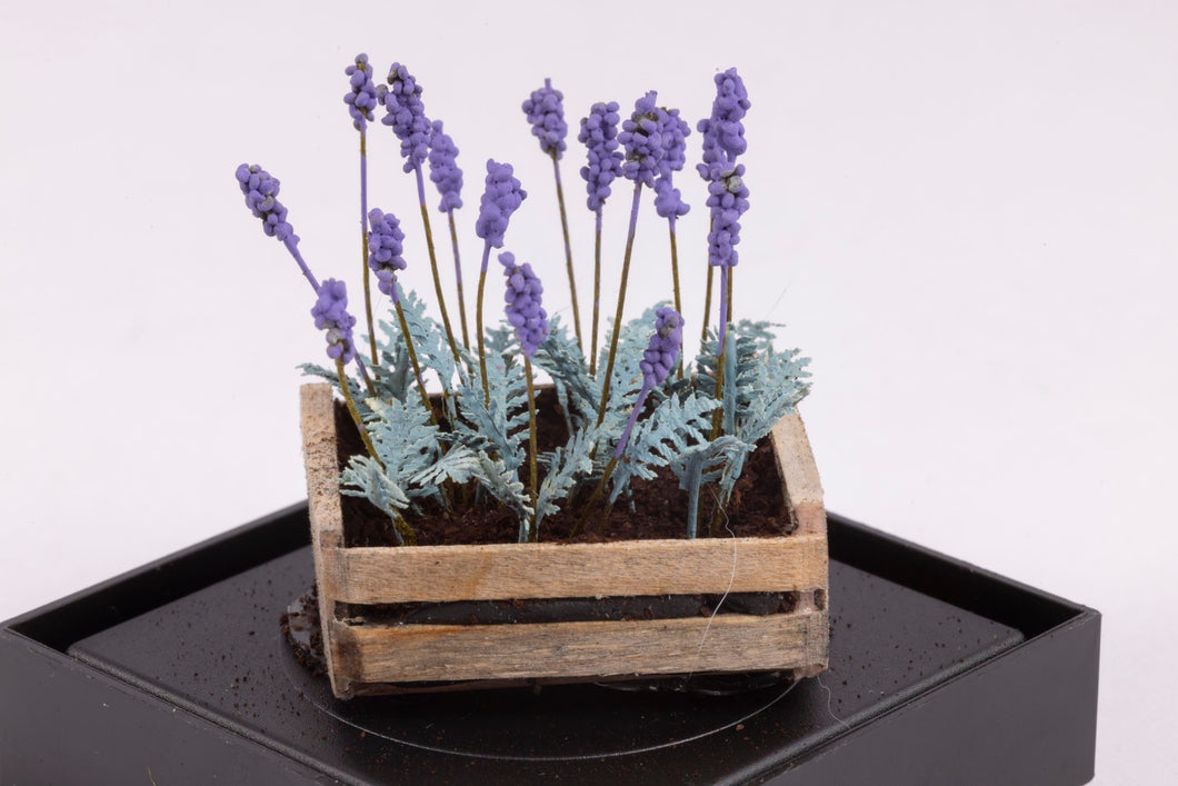 Dollhouse Miniature ~ Lavender Flowers in a Crate by Paula Gilhooley