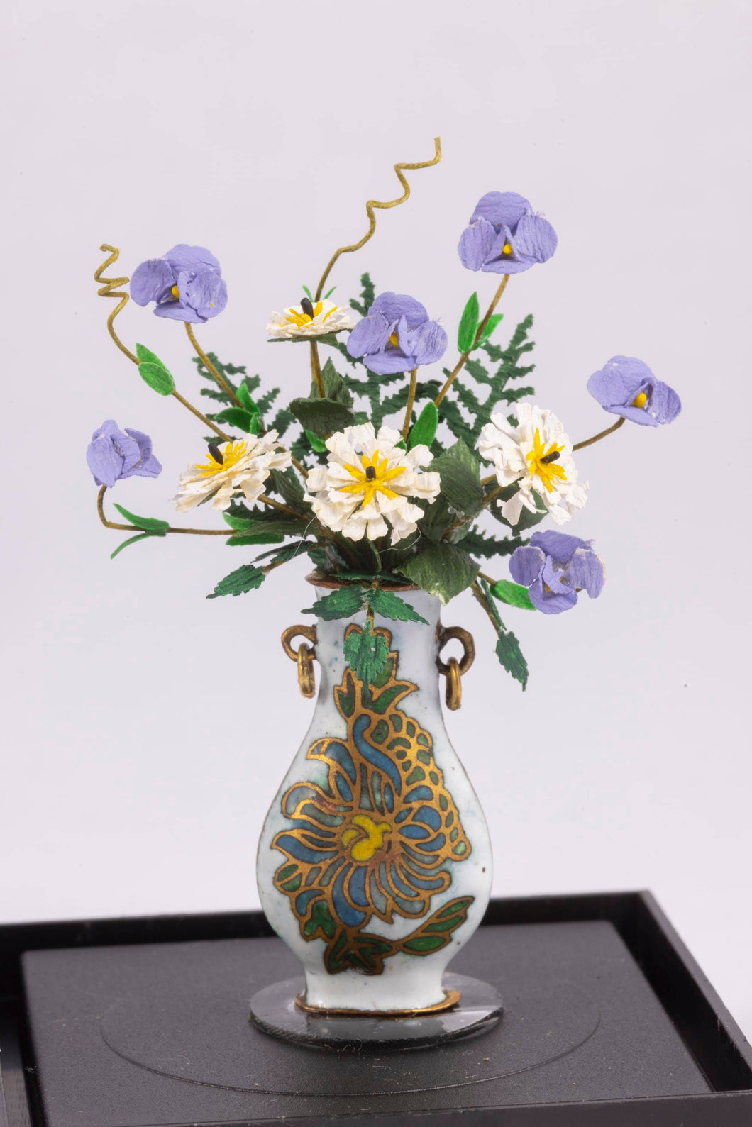 Dollhouse Miniature ~ Blue & White Flower Arrangement by Paula Gilhooley