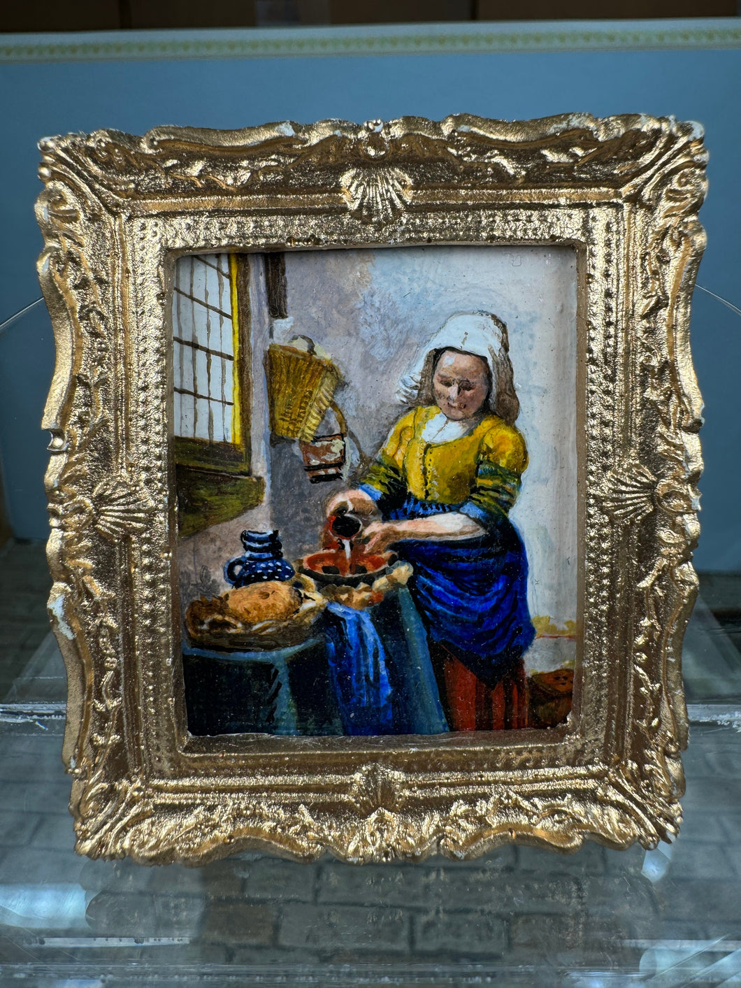 Dollhouse Miniature ~ Artist Jane Watkins The Milkmaid Jan Vermeer Reproduction